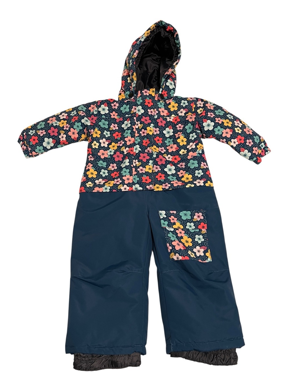 Pulse Premium Outerwear Infant One-Piece Snowsuit Floral Navy - Size 18 M- EUC